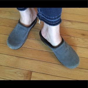 Dansko blue suede clogs
